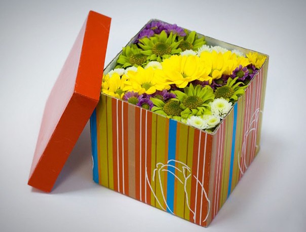 Как сделать коробку с живыми цветами